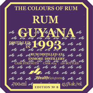 Colours of Rum Guyana 8 : 29yr Enmore EHP 1993 43.5% ABV